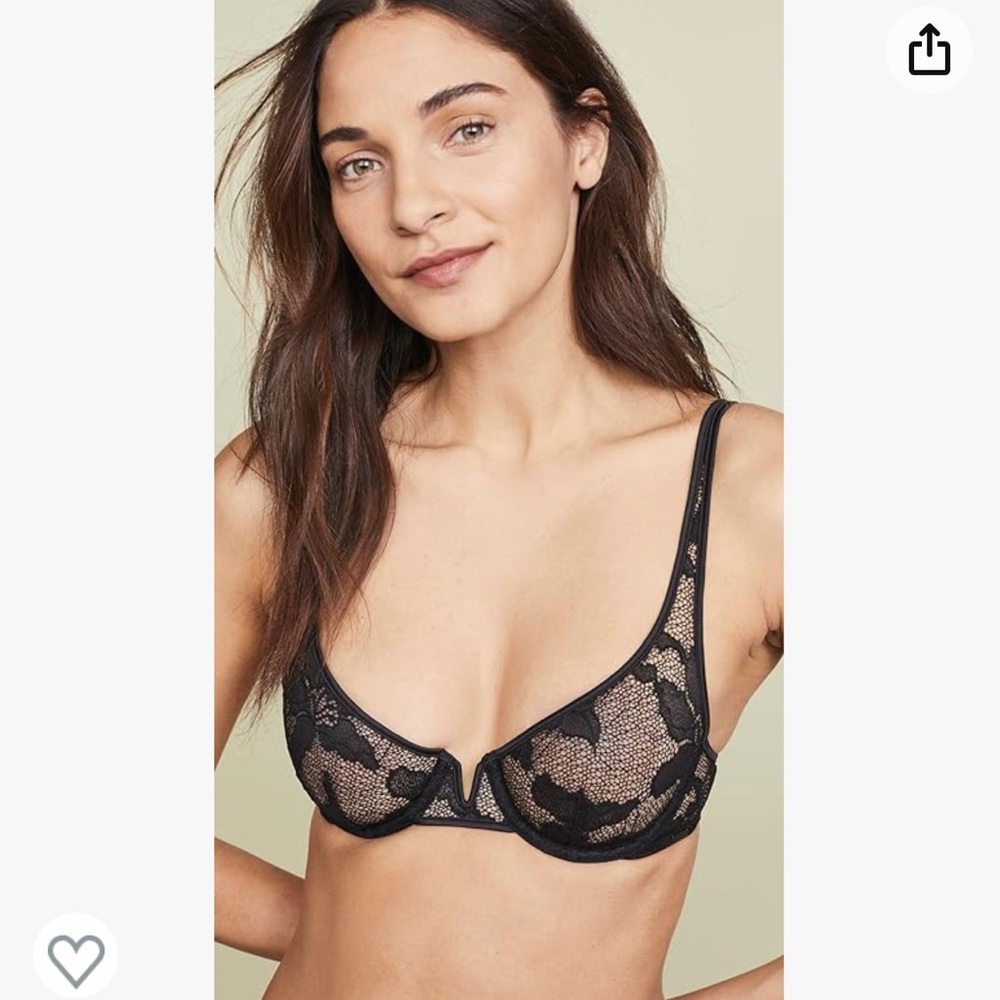 Calvin Klein Women's Ck Black Lily Lace Unlined Balconette